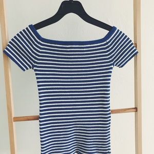 Madewell striped knitwear off shoulder top